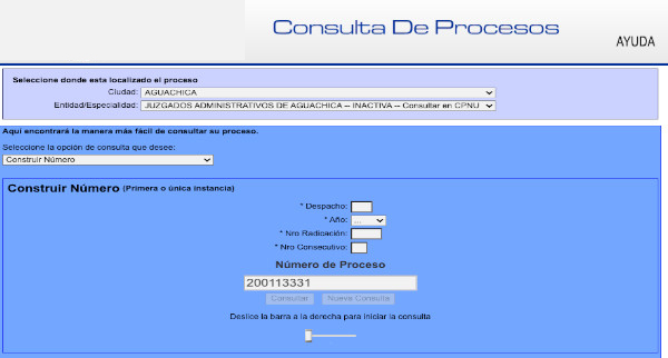 consultaproceso construir numero radicado