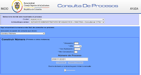 consultaproceso construir numero radicado