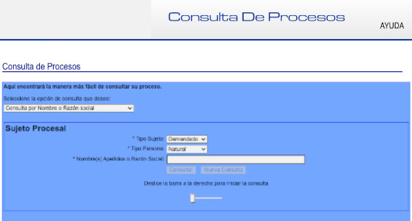 consultaproceso nombre apellidos