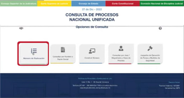 consultaproceso numero de radicacion 2