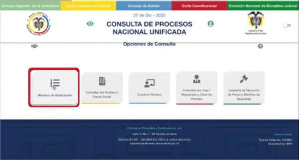 consultaproceso numero de radicacion 2