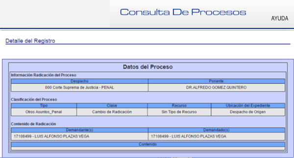 consultaproceso registro desplegado