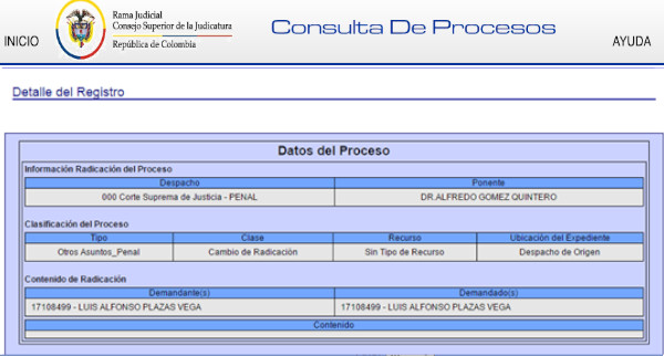 consultaproceso registro desplegado