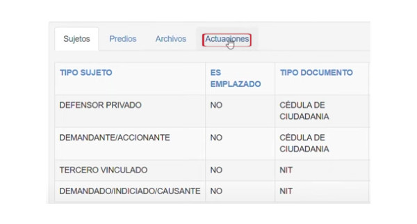 consultaproceso resultado actuaciones