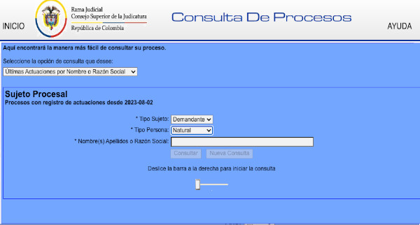 consultaproceso ultimas actuaciones